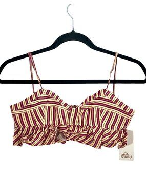 Agua Bendita Am Mae Merzin Linen Blend Crop Top  New Medium